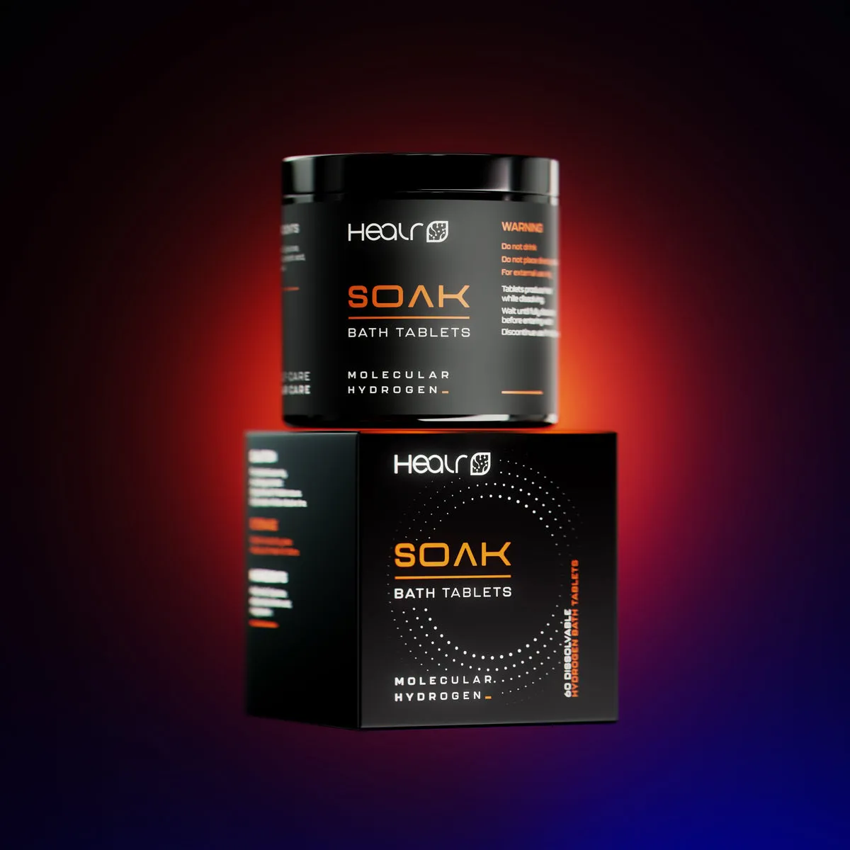 A HEALR H2 Soak tub of molecular hydrogen bath tablets